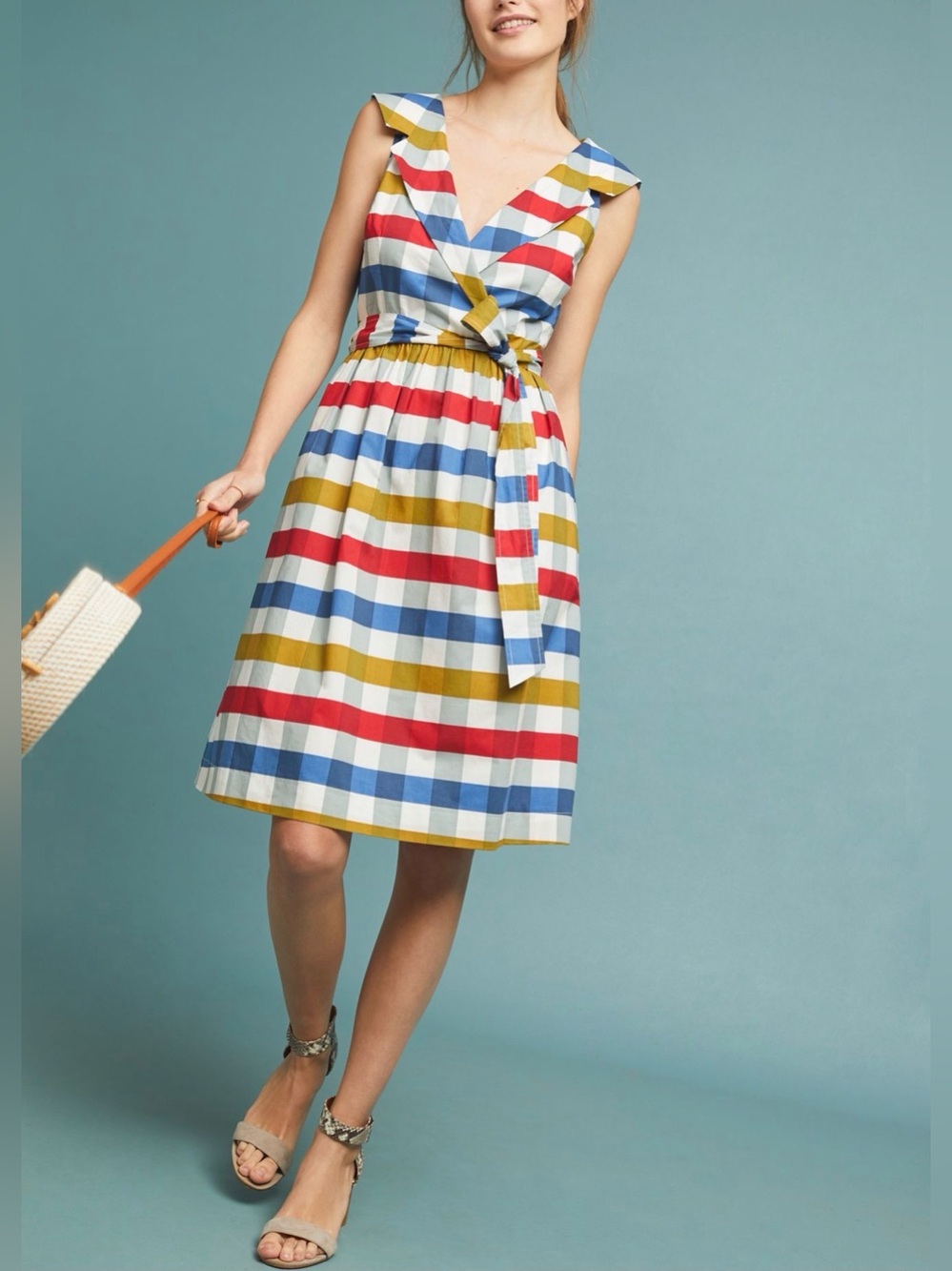 Anthropologie Maeve 100% Cotton Cricket Club Dress 4 Gingham Retro Fit and Flare